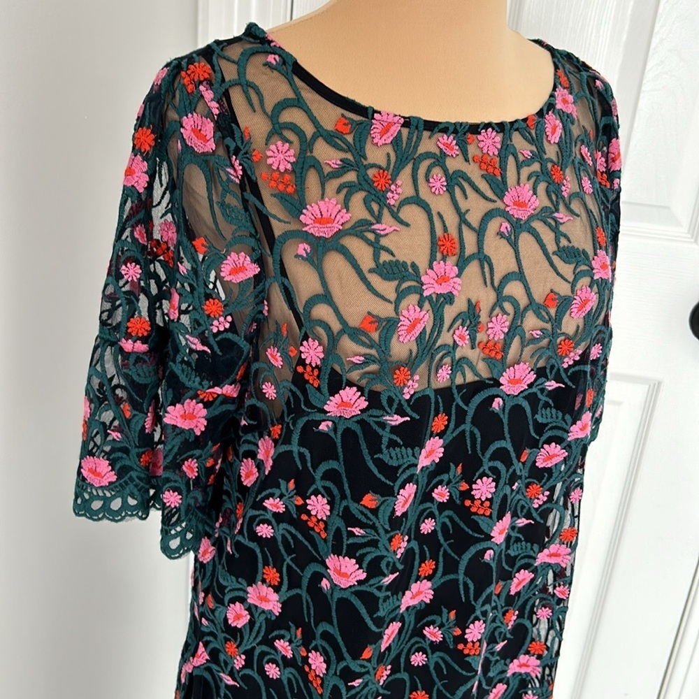 Anthropologie Moulinette Soeurs Floral Embroidered Mesh Tunic Dress - Picture 6 of 9